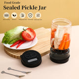 Glass Olive & Pickle Strainer Jar – Airtight Hourglass Container with Strainer