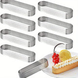 6PCS/8PCS Oval Perforated Tart Rings – Stainless Steel Professional Pastry & Baking Molds