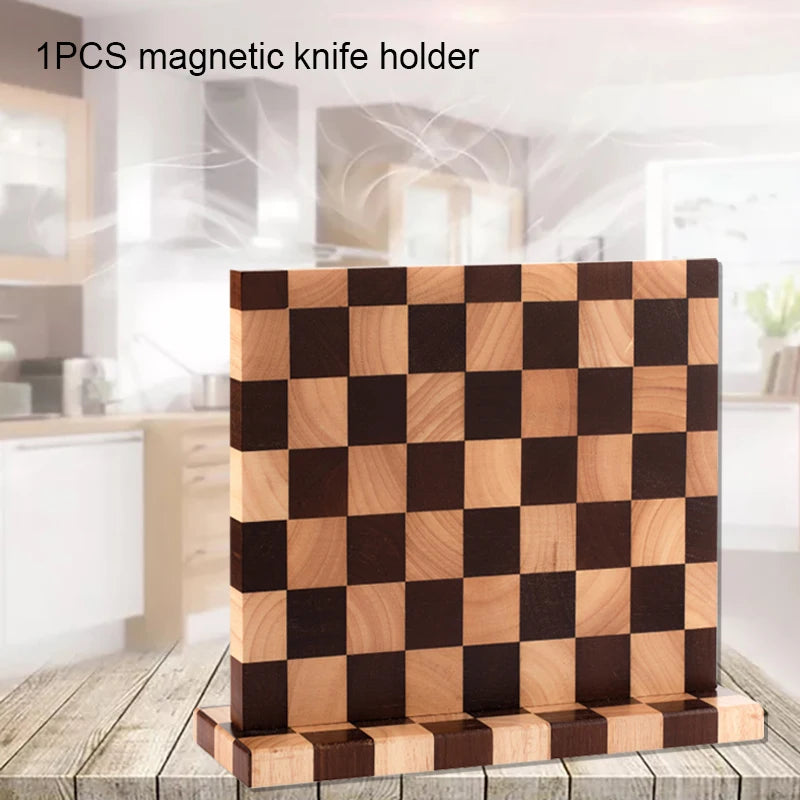 Home Kitchen Magnetic Knife Holder – Acacia Wooden Knife Block with Strong Magnets