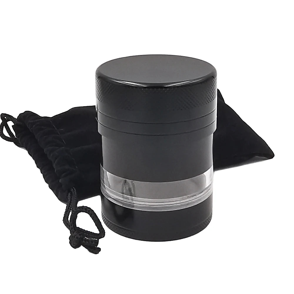 55MM Toothless Manual Metal Herb Grinder – Large Capacity Spice Crusher with Transparent Screen