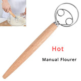 Danish Dough Whisk – Stainless Steel Bread Dough Mixer with Wooden Handle