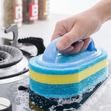 Household Cleaning Sponge Brush with Handle Durable Scrubber for Kitchen & Bathroom