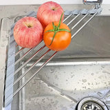 Roll-Up Triangle Dish Drying Rack – Foldable Stainless Steel Sink Corner Organizer
