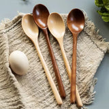 2PCS Wooden Spoon Set – Natural Wood Kitchen Tableware for Soup, Tea & Coffee