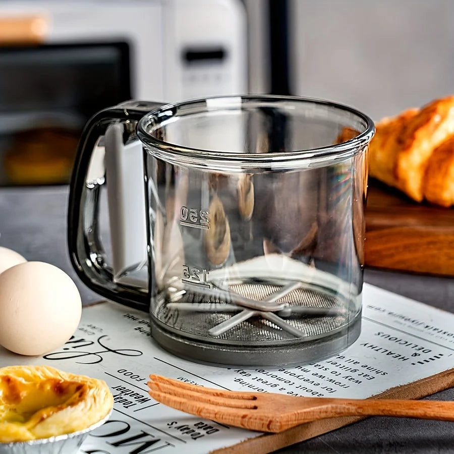 Semi-Automatic Flour Sifter – Hand Press Transparent Baking Sieve