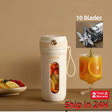 Portable USB Electric Blender 350ML – 4/10 Blades Smoothie & Juice Maker Cup