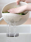 Colander Rice Bowl Drain Basket with Handle – Fruit & Vegetable Washing Organizer