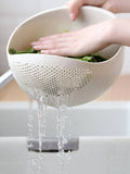Colander Rice Bowl Drain Basket with Handle – Double Layer Fruit & Vegetable Washing Basket
