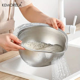 Stainless Steel Rice Washer Strainer Bowl – 304 Rice Sieve & Fruit/Vegetable Colander