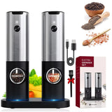 Electric Salt & Pepper Grinder Set with LED Light – USB Rechargeable Automatic Spice Mill