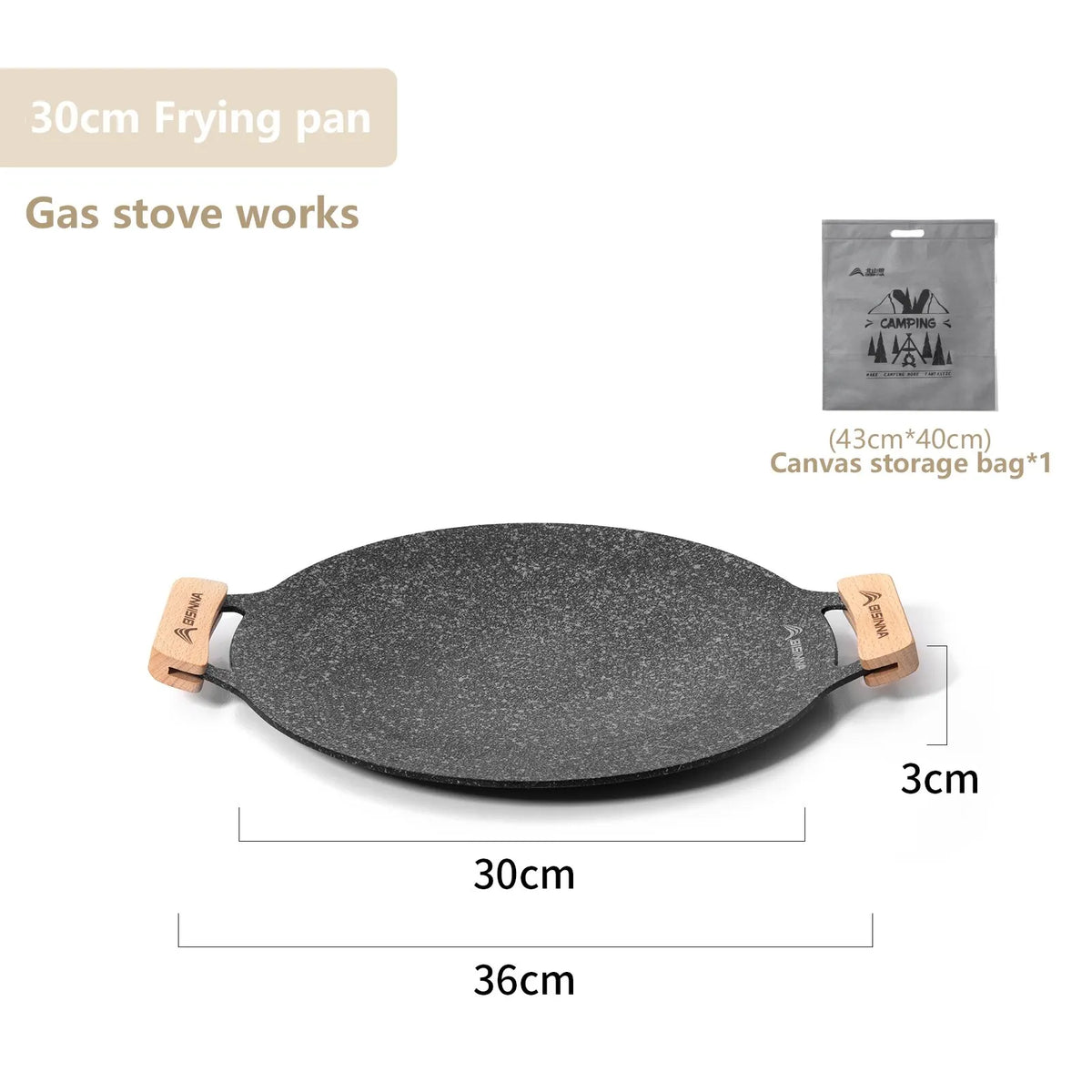 BISINNA 30CM Outdoor BBQ Grill Pan – Non-Stick Korean Roasting Plate for Camping & Stovetop