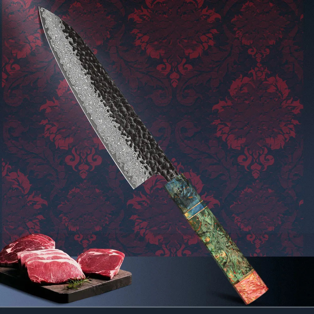 Baovim Handmade Forged Damascus Chef Knife – Japanese 8 Inch Professional Kitchen Knife