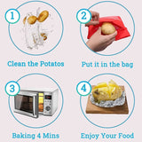Reusable Microwave Potato Bag – Express Baked Potato Cooker Pouch (Perfect Potatoes in 4 Minutes)