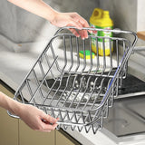 Stainless Steel Telescopic Sink Drain Rack – Non-Slip Dish Drying & Countertop Organizer