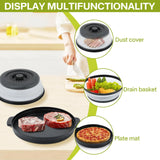 Microwave Food Splatter Cover – Foldable Multifunction Splash Guard & Colander
