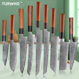 TURWHO Hand-Forged Japanese Chef Knife – 67-Layer Damascus Steel Santoku, Sashimi, Bread & Utility Kitchen Knife