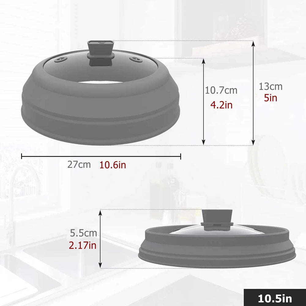 Microwave Splatter Cover – 10.5 Inch Foldable Silicone & Glass Food Cover