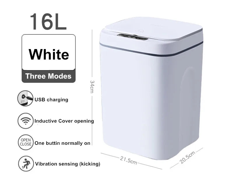 16L Automatic Sensor Trash Can – Electric Touchless Smart Bin with Lid for Kitchen & Bathroom