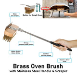 SHANGPEIXUAN Pizza Oven Copper Brush – Stainless Steel Handle Grill & Oven Scraper