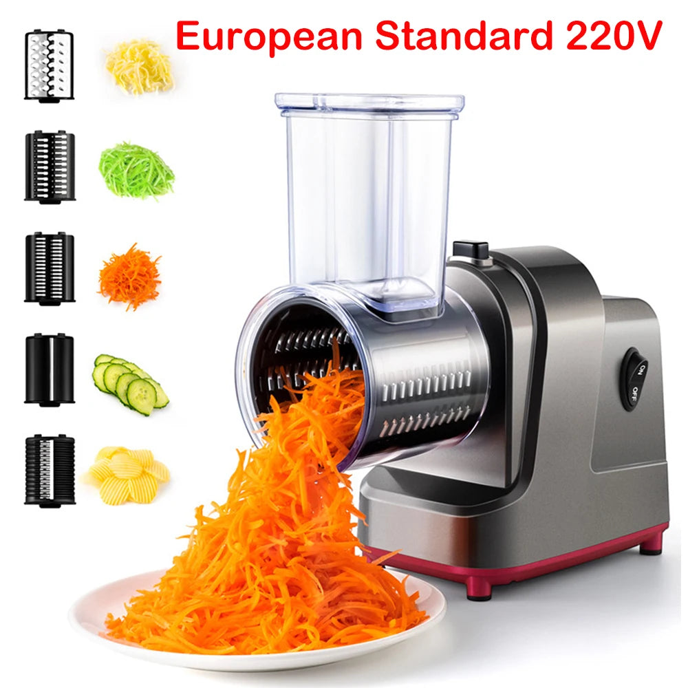 LMETJMA 5-in-1 Electric Vegetable Slicer 250W – Automatic Shredder & Cheese Grater