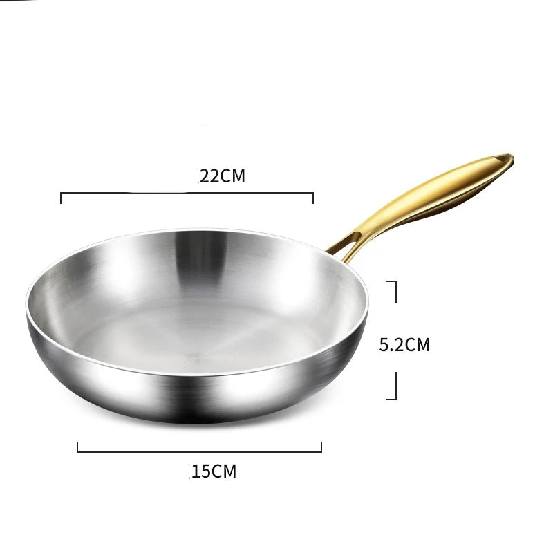 316 Stainless Steel Frying Pan Wok 28cm – Uncoated Non-Stick Cookware for Gas & Induction