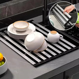 304 Stainless Steel Foldable Kitchen Sink Drain Rack – Telescopic Dish Drying Basket
