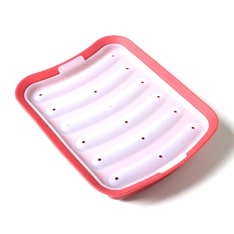 Silicone Sausage Maker Mold (6 Grids) – DIY Hot Dog & Ham Making Tool with Lid