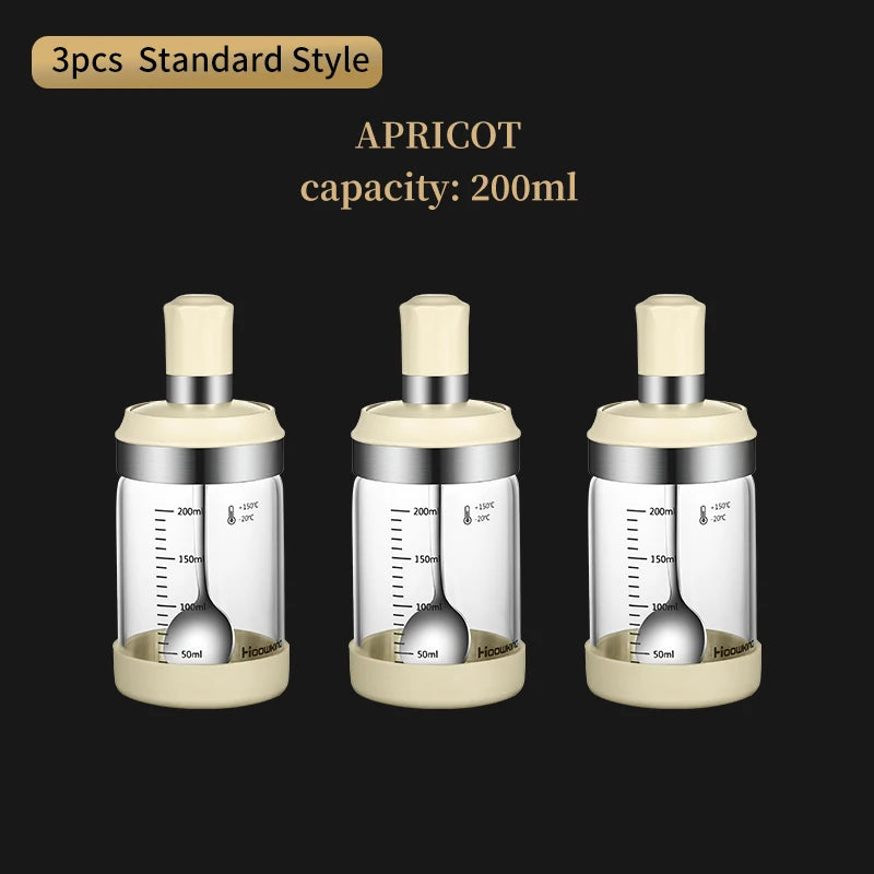 Glass Spice Jar Organizer – Sugar Bowl & Salt Shaker with Spoon