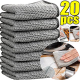 5–20pcs Thickened Steel Wire Cleaning Cloth – Non-Scratch Double-Layer Microfiber Kitchen Towels