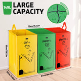 149L Recycling Bin – Foldable Waterproof Recyclable Garbage Bag Storage with Colorful Printing