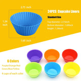 24Pcs Silicone Cupcake Baking Cups – Reusable Muffin & Cupcake Liners