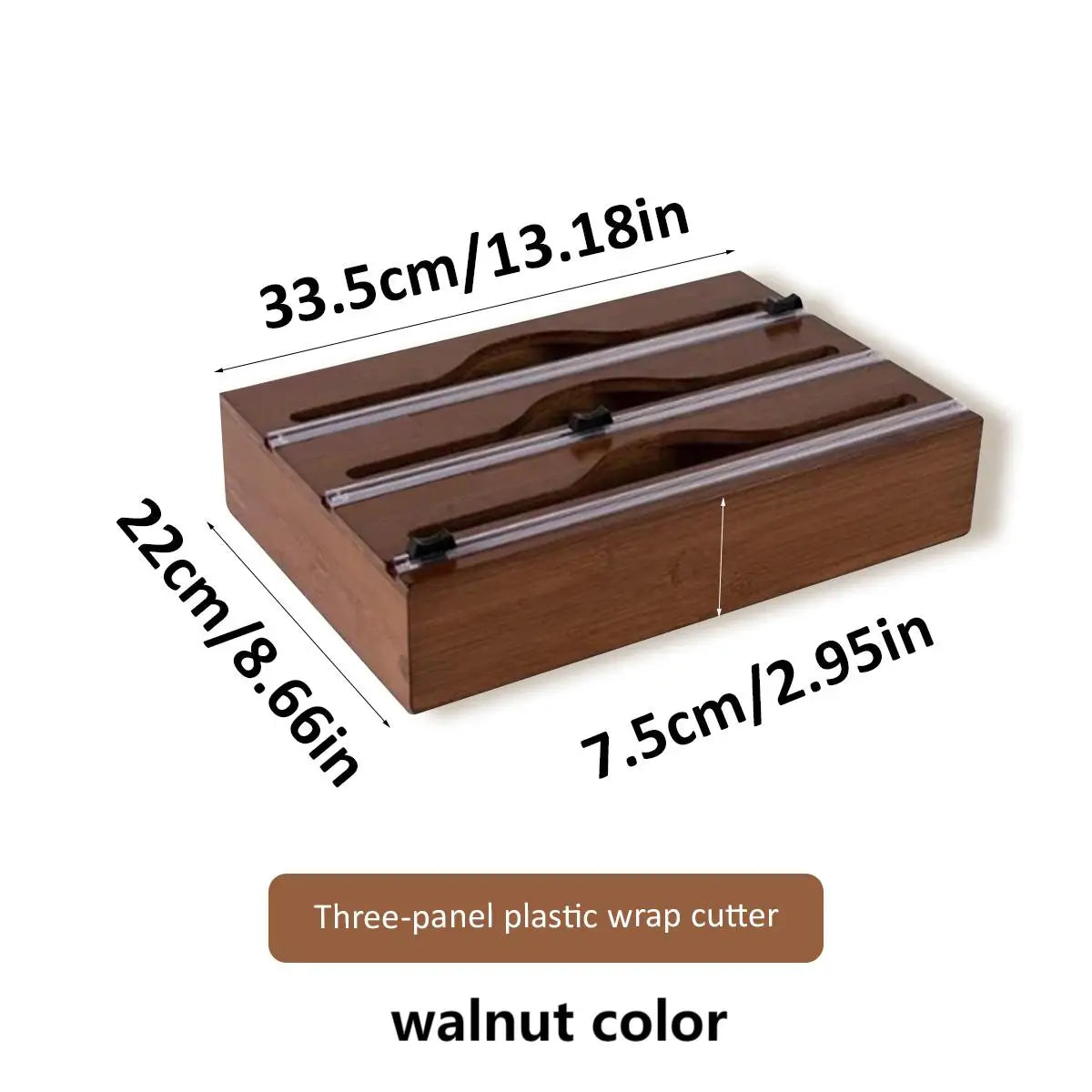 Bamboo Kitchen Wrap Dispenser with Foil & Cling Film Cutter – Wooden Storage Holder