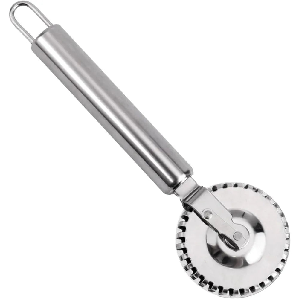 Stainless Steel Wheel Fluted Pasta Crimper – Ravioli Cutter & Dough Sealer