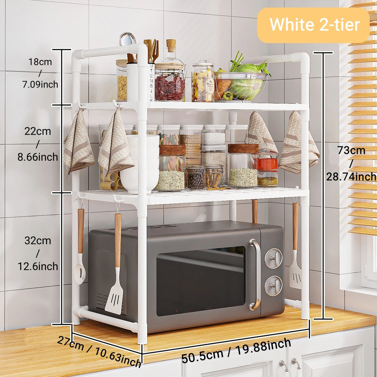 Microwave Oven Storage Rack – Space-Saving Countertop Kitchen Organizer Shelf