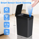 12L Touchless Bathroom Trash Can – Motion Sensor Automatic Lid for Kitchen, Office & Bedroom