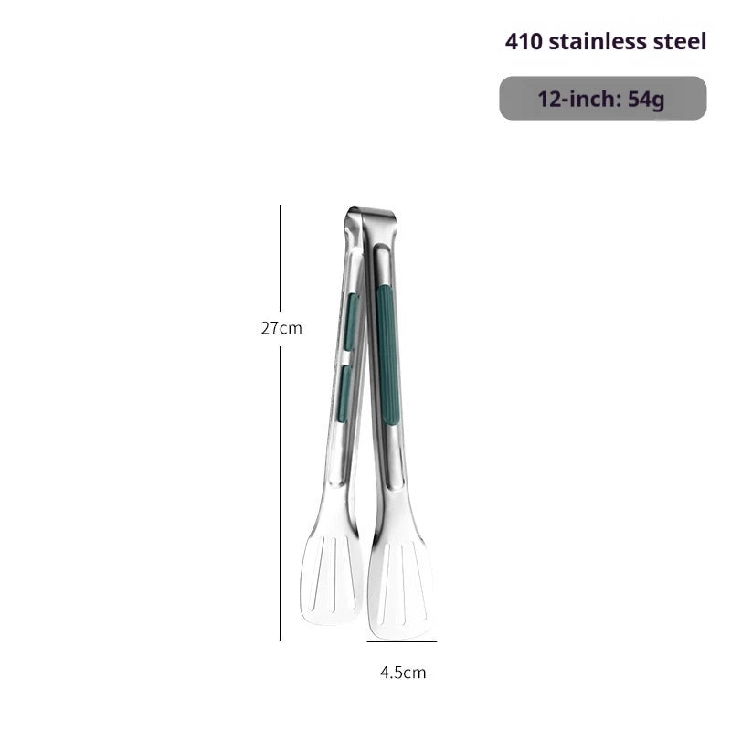 Non-Slip Stainless Steel Food Tongs – Meat, Salad & BBQ Cooking Clip