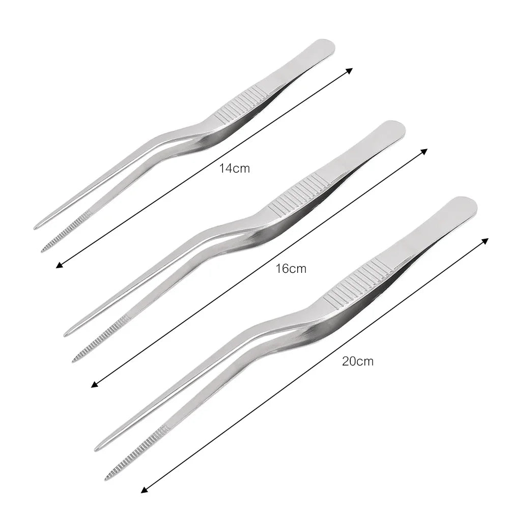 Stainless Steel Kitchen Tweezers – BBQ & Cooking Food Tongs (1/3 Pcs)