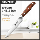 XINZUO 5" Utility Knife – German 1.4116 Steel Multi-Function Peeling & Slicing Knife