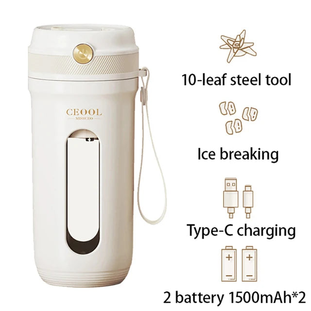 Portable USB Electric Blender 350ML – 4/10 Blades Smoothie & Juice Maker Cup