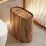Bathroom Trash Can with Lid – Plastic Marble & Wood Pattern Wastebasket for Home, School & Office