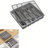 Silverware Organizer with Lid – Covered Utensil Tray for Kitchen Drawer & Countertop