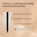 HEZHEN Flagship Series 5" Steak Knife – 73-Layer Damascus Powdered Steel Japanese Style Knife