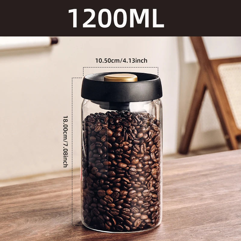 Vacuum Sealed Glass Jar – Airtight Coffee, Tea & Food Storage Container