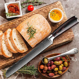 8" Professional Bread Knife Serrated Stainless Steel Blade with Wooden Handle