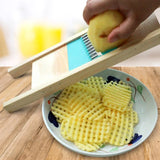 Fries Grid Stainless Potato Cutter – Wooden & Steel Vegetable Grater Slicer
