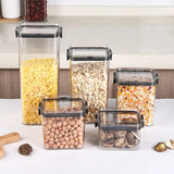5PCS Transparent Sealed Jar Food Storage Set – Stackable Multigrain Kitchen Organizer