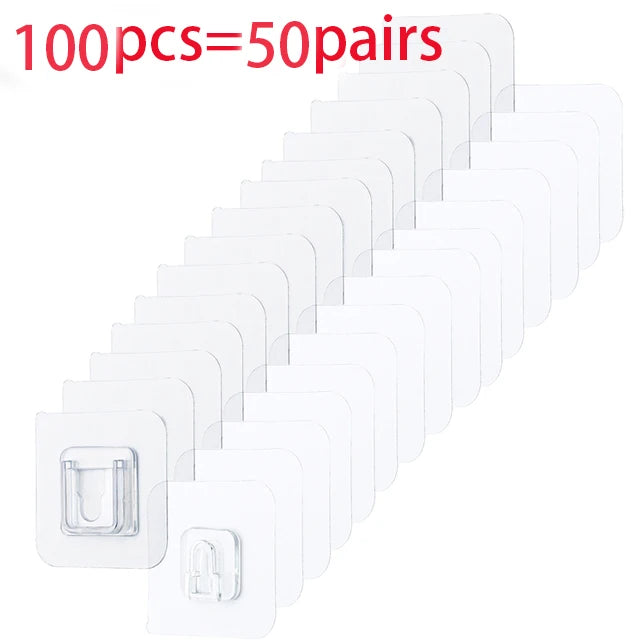 Double-Sided Adhesive Wall Hooks – Strong Transparent Suction Cup Hangers for Kitchen & Bathroom