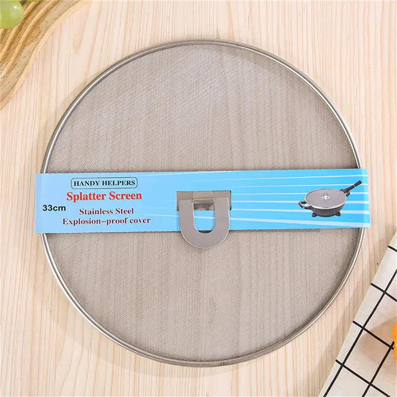 Stainless Steel Fine Mesh Frying Pan Splatter Screen – Oil Proof Lid Cover