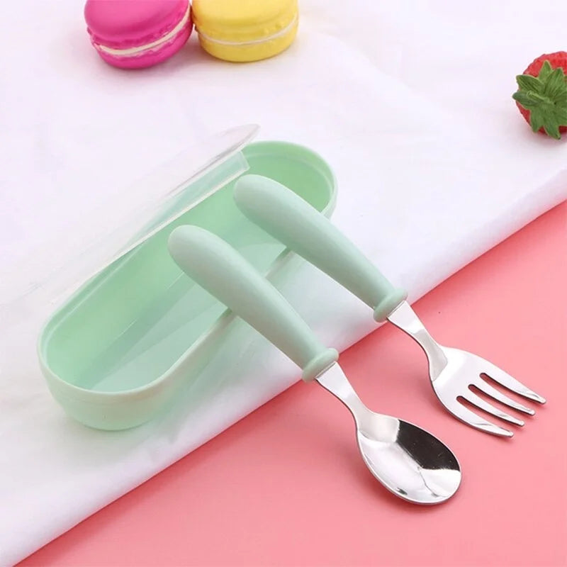 3-Piece Kids Cutlery Set – 304 Stainless Steel Spoon & Fork with Portable Case
