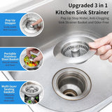 Stainless Steel Pop-Up Sink Strainer – Anti-Clog Drain Stopper & Odor Filter